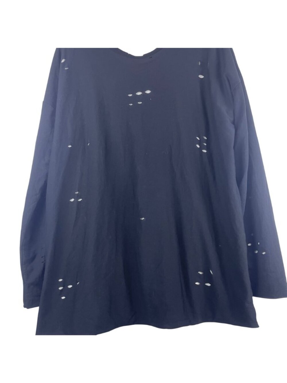 Michael Lauren Distressed Black Long Sleeve Supima Cotton T-Shirt Large Revolve - Picture 3 of 9